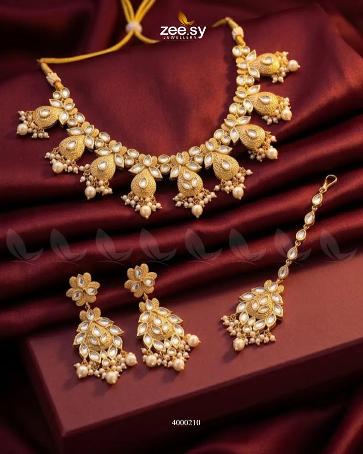RHS09 Gleam Pearl Drop Necklace Set with lustrous pearl pendant and matching earrings