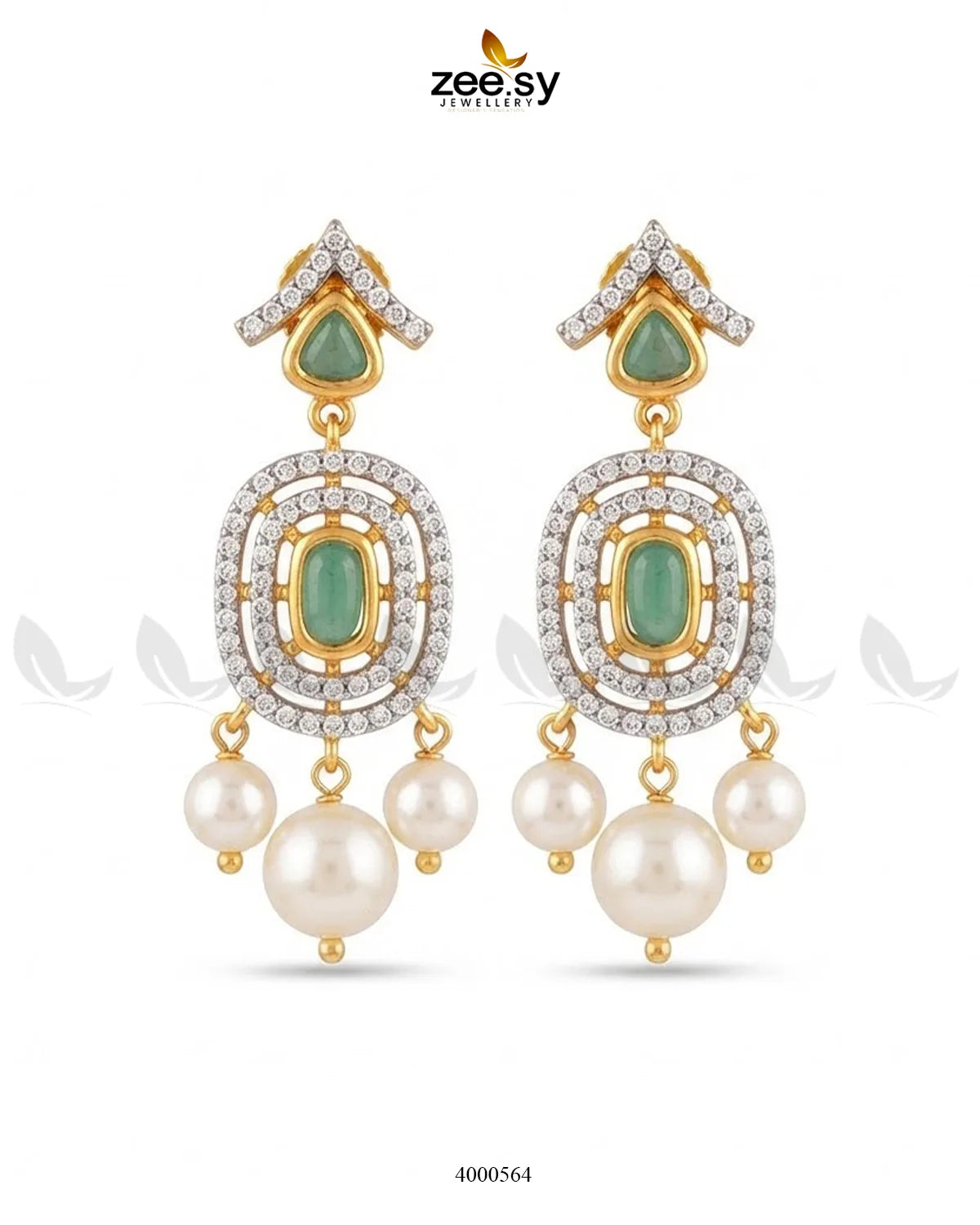 Gleam Pearl Zircon Earrings Earrings - Zeesy Jewellery Pakistan | Premium Artificial & Imitation Jewellery
