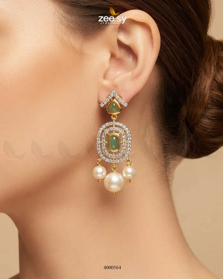 Gleam Pearl Zircon Earrings Earrings - Zeesy Jewellery Pakistan | Premium Artificial & Imitation Jewellery