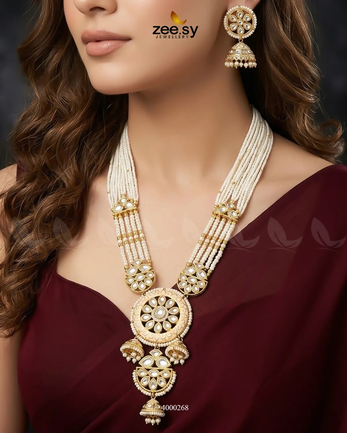 RHS09 Gleam beaded pearl malla necklace featuring intricate pearl beads and traditional design for elegant traditional wear