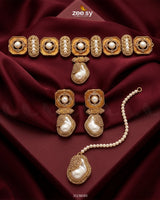 Glow Baroque Pearl Choker Set choker - Zeesy Jewellery Pakistan | Premium Artificial & Imitation Jewellery