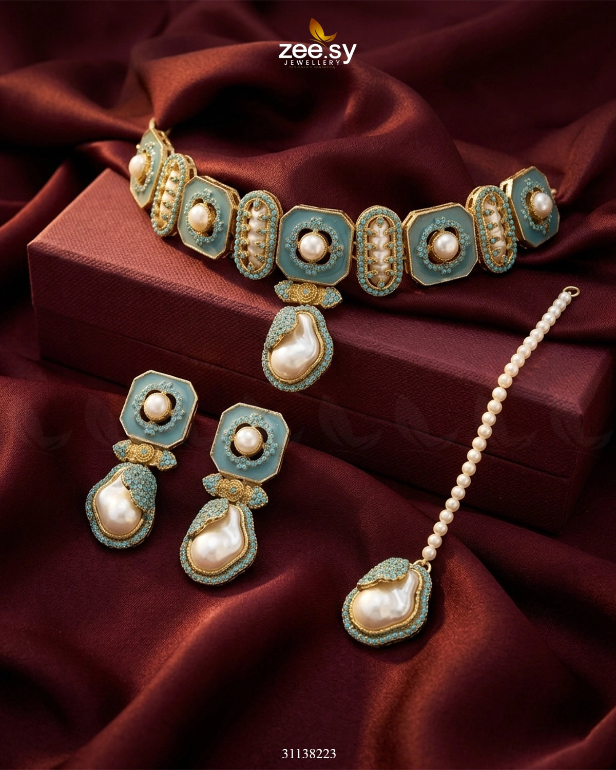 Glow Baroque Pearl Choker Set choker - Zeesy Jewellery Pakistan | Premium Artificial & Imitation Jewellery
