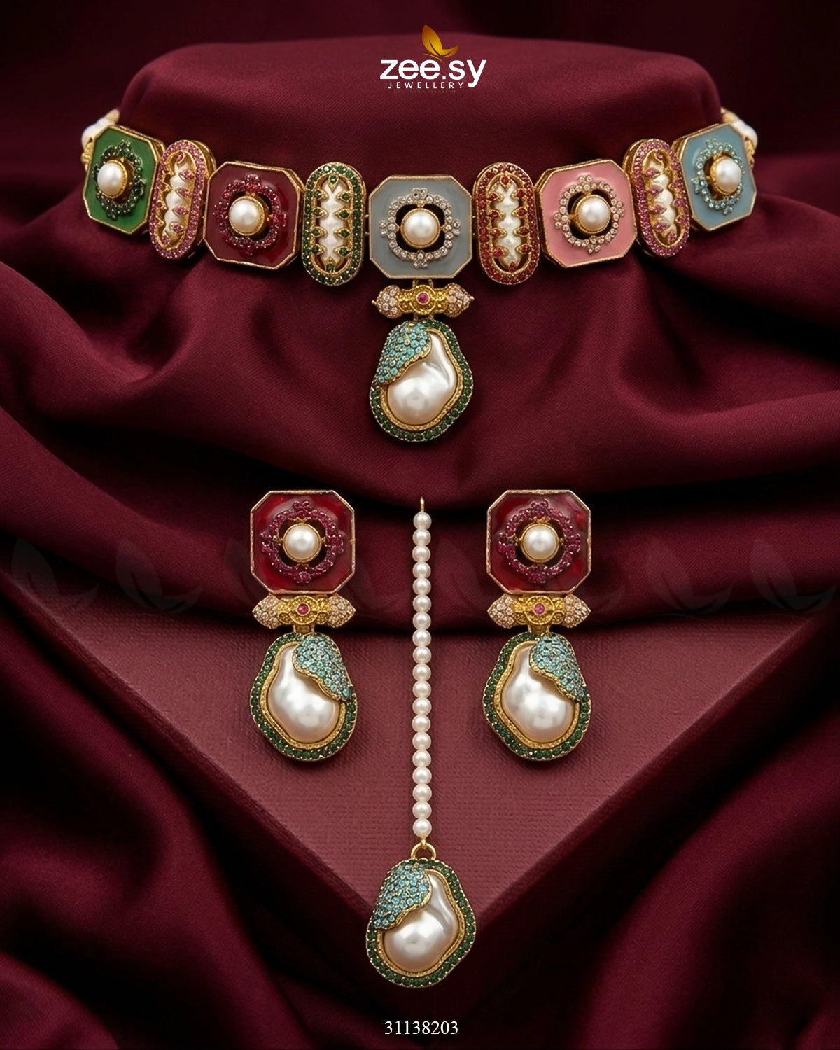 Glow Baroque Pearl Choker Set choker - Zeesy Jewellery Pakistan | Premium Artificial & Imitation Jewellery