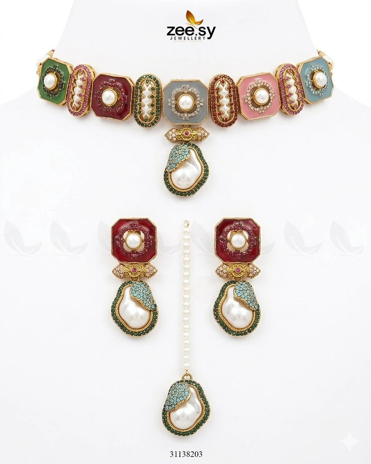 Glow Baroque Pearl Choker Set Multi choker - Zeesy Jewellery Pakistan | Premium Artificial & Imitation Jewellery