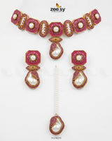 Glow Baroque Pearl Choker Set Pink choker - Zeesy Jewellery Pakistan | Premium Artificial & Imitation Jewellery