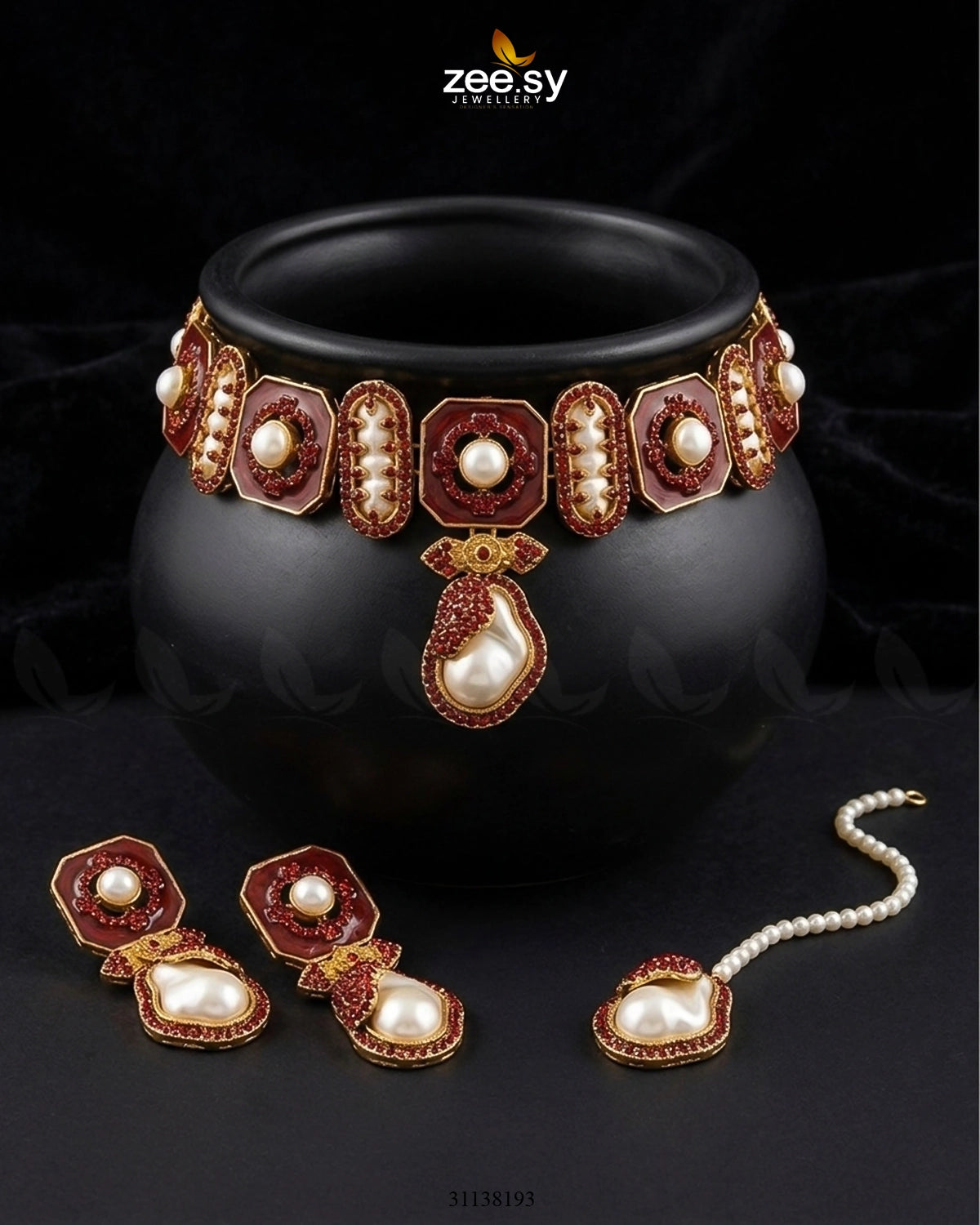 Glow Baroque Pearl Choker Set choker - Zeesy Jewellery Pakistan | Premium Artificial & Imitation Jewellery