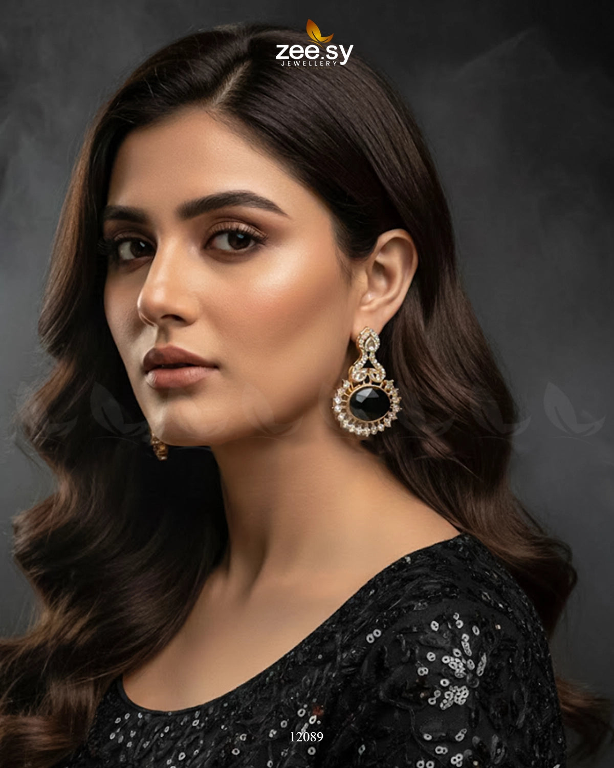 Golden Aaina-e-Dil Earrings - Zeesy Jewellery