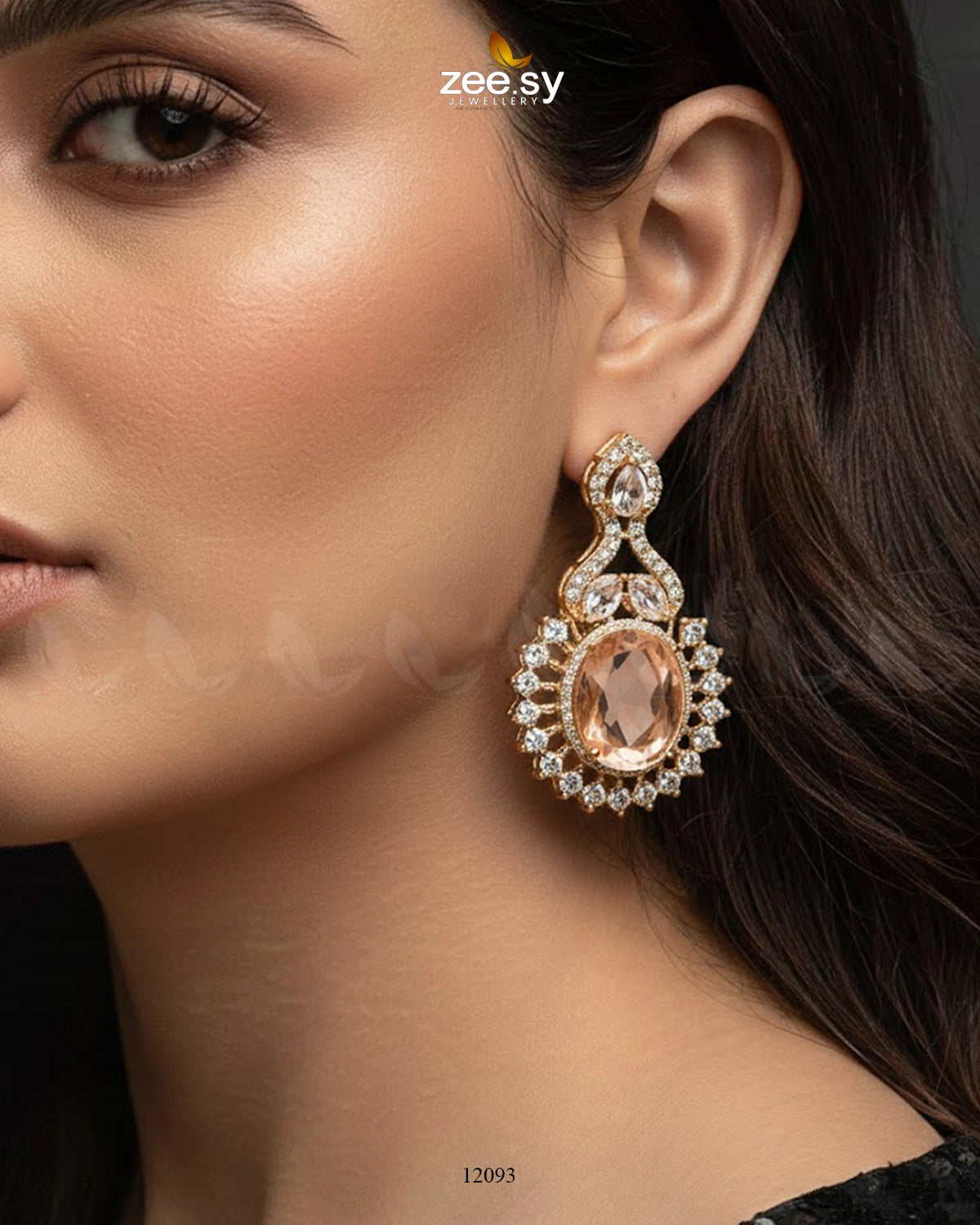 Golden Aaina-e-Dil Earrings - Zeesy Jewellery