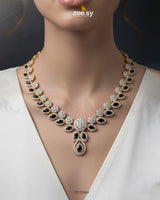 Floral Gilded Sentimental Cluster Necklace Golden Black - Zeesy Jewellery