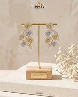Golden Blossom Cluster Pave Earrings Earrings - Zeesy Jewellery Pakistan | Premium Artificial & Imitation Jewellery