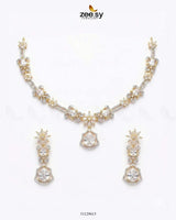 Golden Cocktail Stone Necklace Set - Zeesy.pk