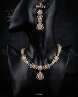 Golden Cocktail Stone Necklace Set - Zeesy.pk