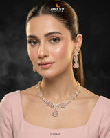 Golden Cocktail Stone Necklace Set - Zeesy.pk
