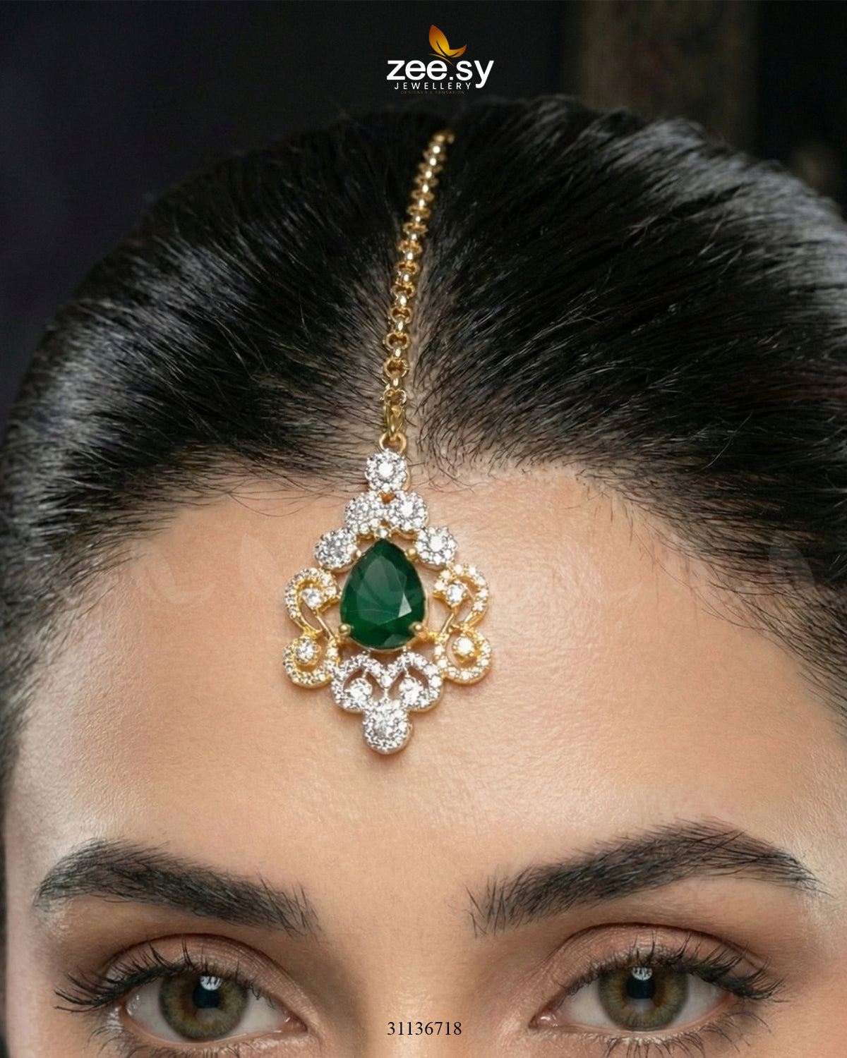 Golden Crystal Pave Necklace Set