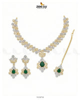 Golden Crystal Pave Necklace Set