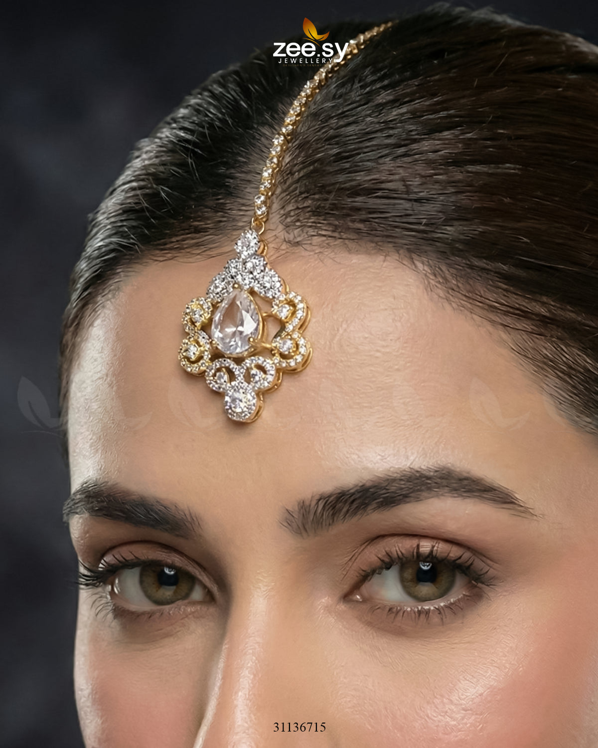 Golden Crystal Pave Necklace Set