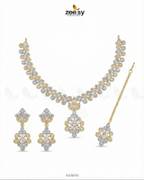 Golden Crystal Pave Necklace Set