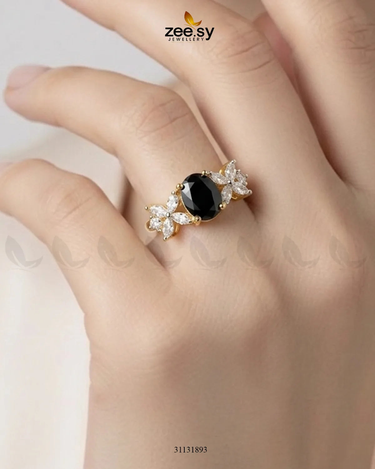 Golden Floral Central Gemstone Ring