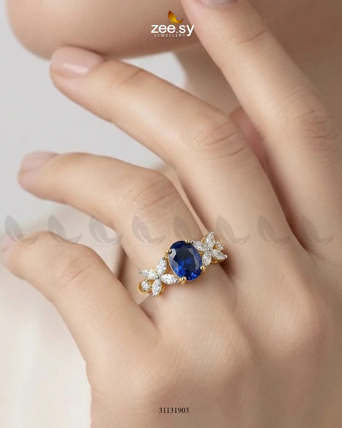 Golden Floral Central Gemstone Ring