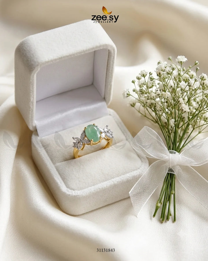 Golden Floral Central Gemstone Ring