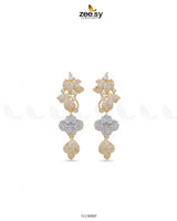 Golden Flower Dangler Cluster Earrings by RHS09 featuring intricate floral designs and elegant dangling elements.