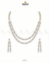 Golden Frost Glimmer Necklace Set Golden White - Zeesy Jewellery