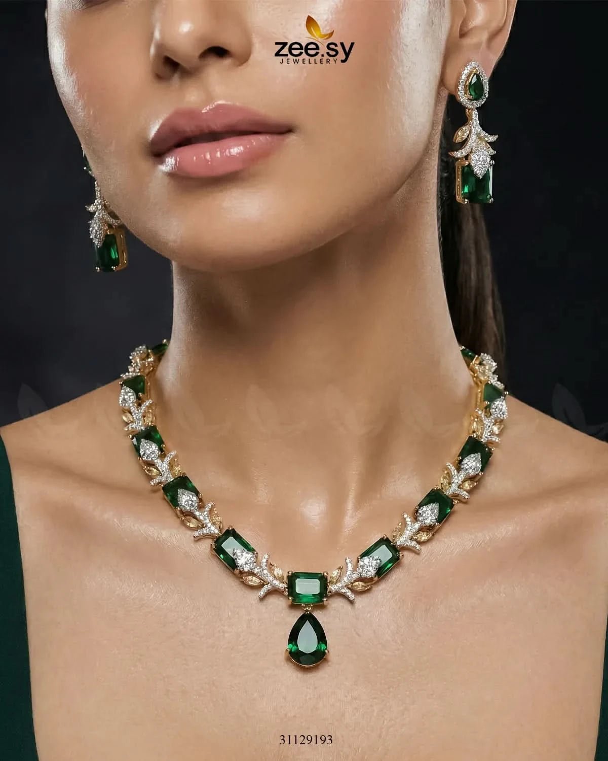 Golden Gilded Statement Necklace Set - Zeesy.pk