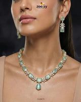 Golden Gilded Statement Necklace Set - Zeesy.pk