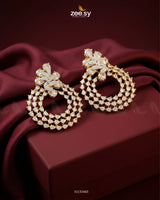 Golden Glimmering Crystal Danglers Earrings Golden White Earrings - Zeesy Jewellery Pakistan | Premium Artificial & Imitation Jewellery