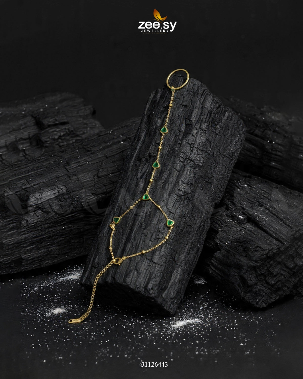 Bella Heart Ring Bracelet Golden Green - Zeesy Jewellery