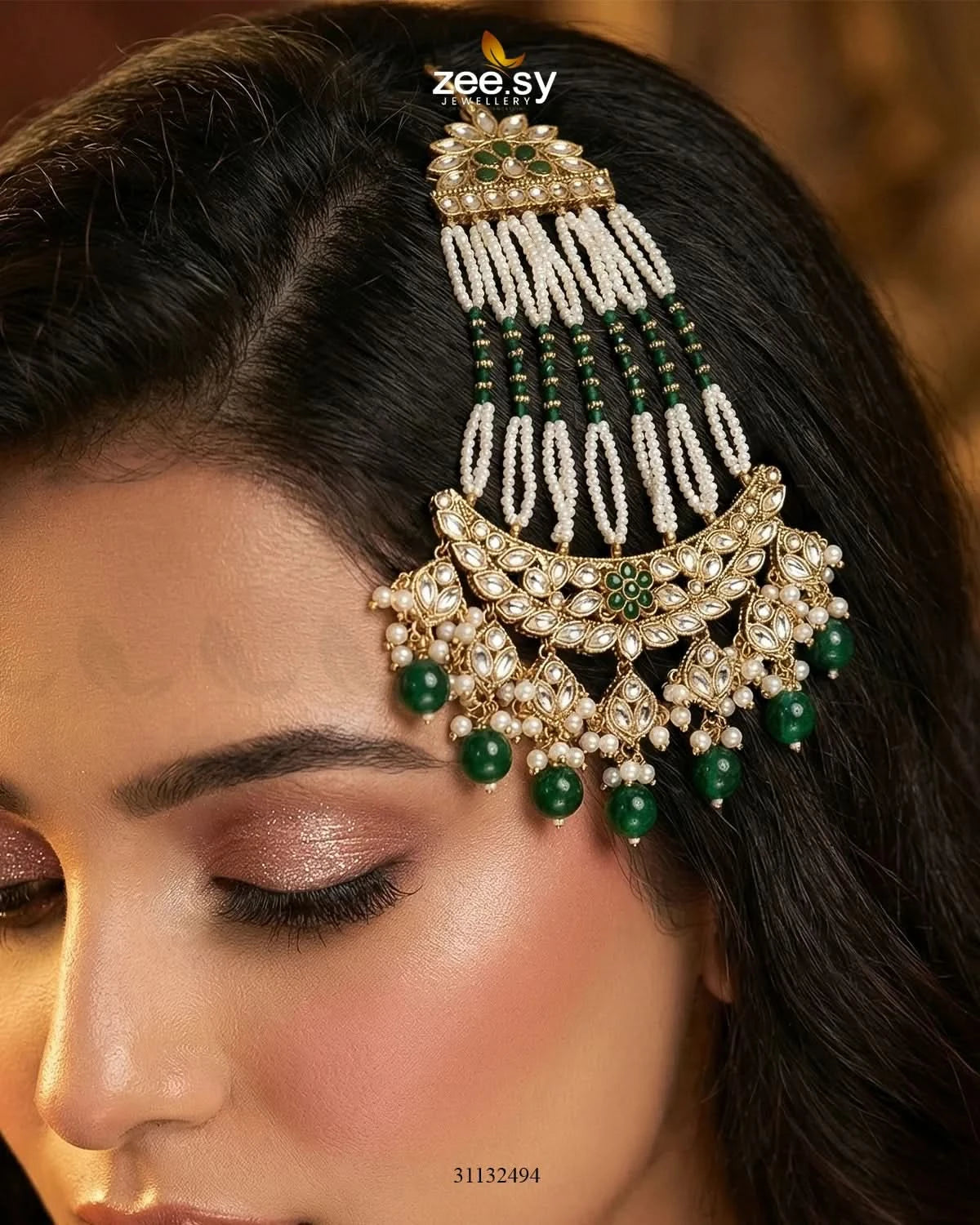 Galini Pearl Kundan Jhumar - Zeesy Jewellery