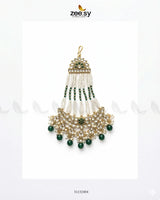 Galini Pearl Kundan Jhumar Golden Green - Zeesy Jewellery