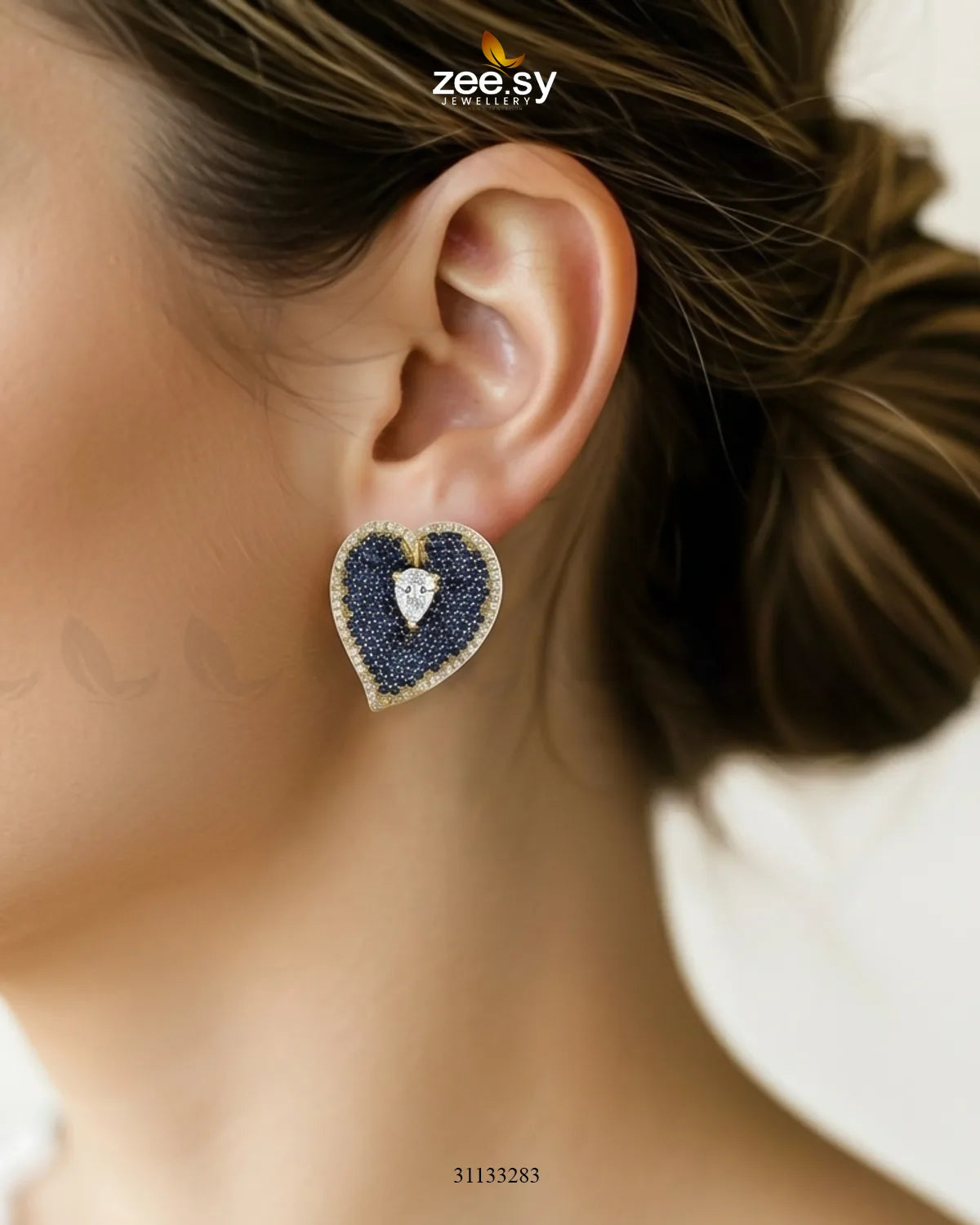 Golden Heart Cluster Pendant Set Pendant - Zeesy Jewellery Pakistan | Premium Artificial & Imitation Jewellery
