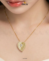 Golden Heart Cluster Pendant Set Golden Champagne Pendant - Zeesy Jewellery Pakistan | Premium Artificial & Imitation Jewellery