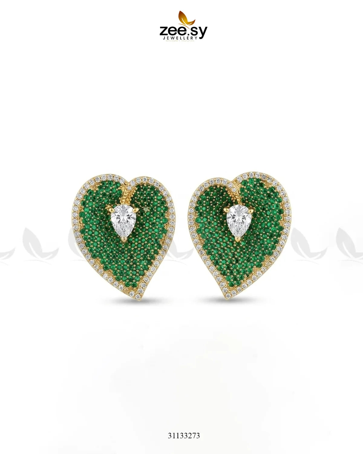 Golden Heart Cluster Pendant Set Pendant - Zeesy Jewellery Pakistan | Premium Artificial & Imitation Jewellery
