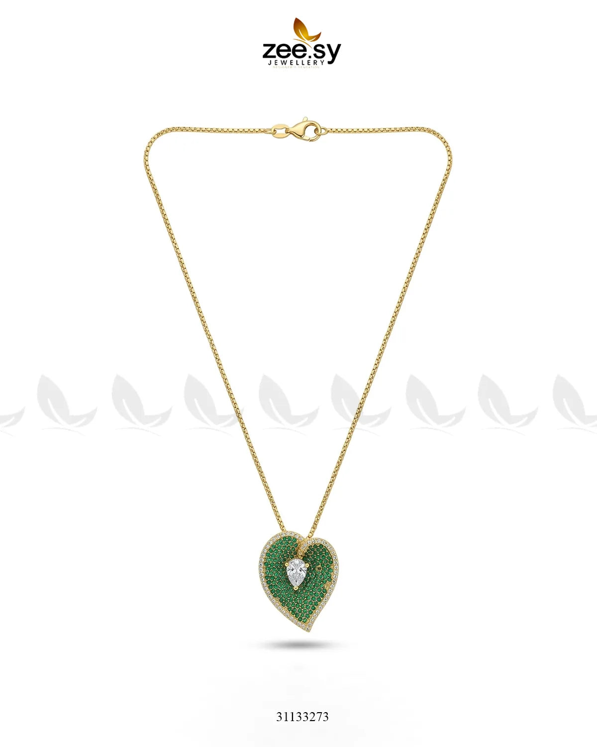 Golden Heart Cluster Pendant Set Pendant - Zeesy Jewellery Pakistan | Premium Artificial & Imitation Jewellery