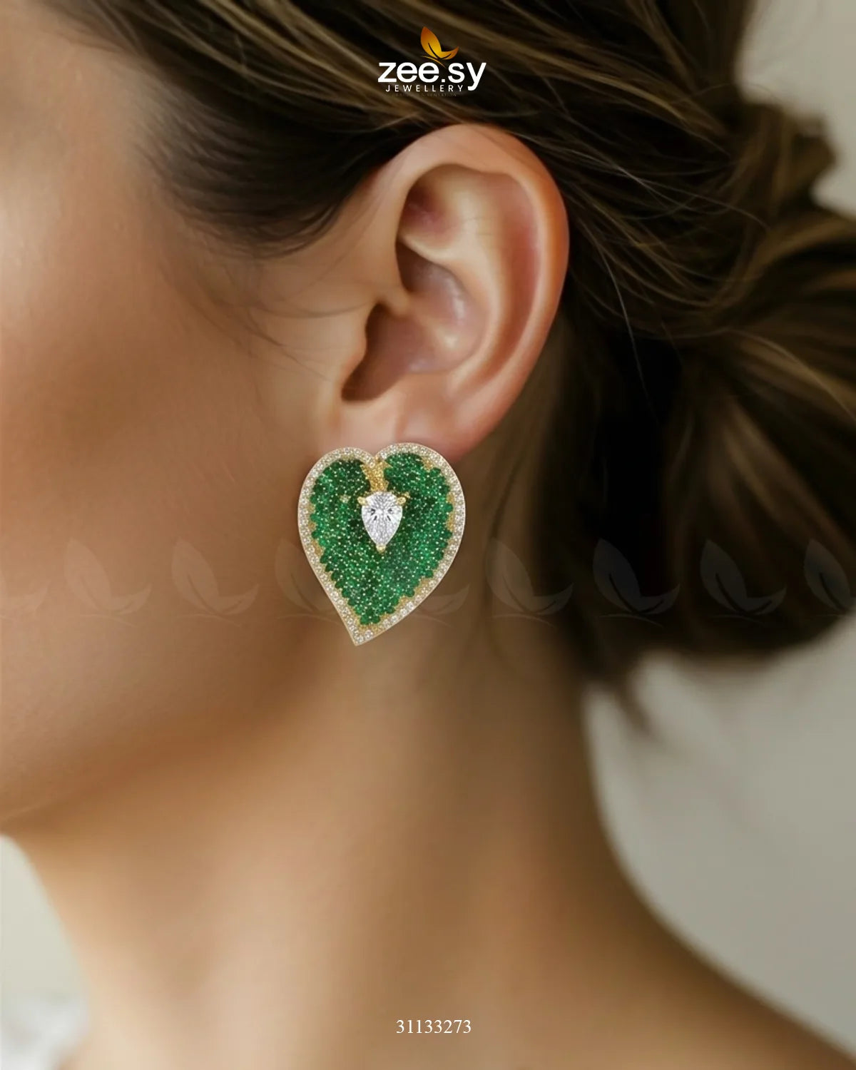 Golden Heart Cluster Pendant Set Pendant - Zeesy Jewellery Pakistan | Premium Artificial & Imitation Jewellery