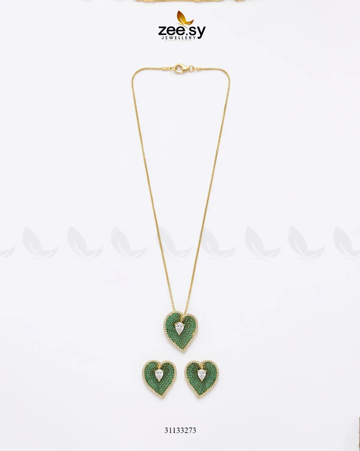 Golden Heart Cluster Pendant Set Pendant - Zeesy Jewellery Pakistan | Premium Artificial & Imitation Jewellery