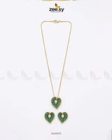 Golden Heart Cluster Pendant Set Pendant - Zeesy Jewellery Pakistan | Premium Artificial & Imitation Jewellery