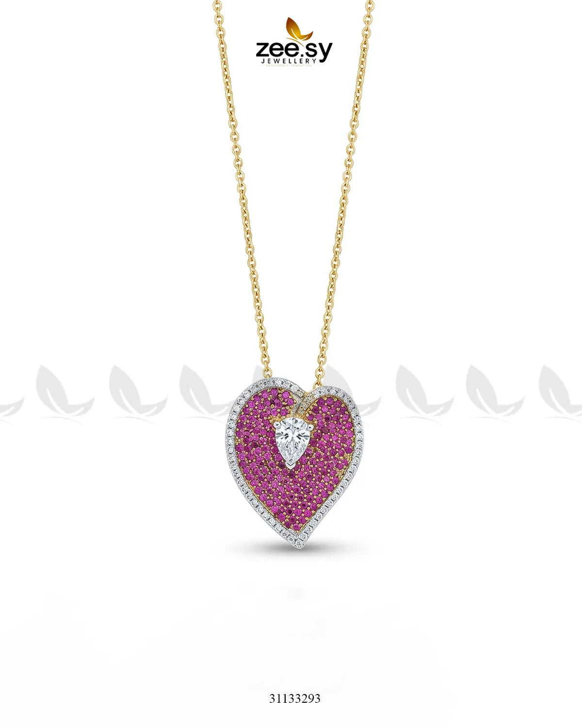 Golden Heart Cluster Pendant Set Pendant - Zeesy Jewellery Pakistan | Premium Artificial & Imitation Jewellery