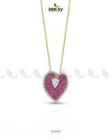 Golden Heart Cluster Pendant Set Pendant - Zeesy Jewellery Pakistan | Premium Artificial & Imitation Jewellery