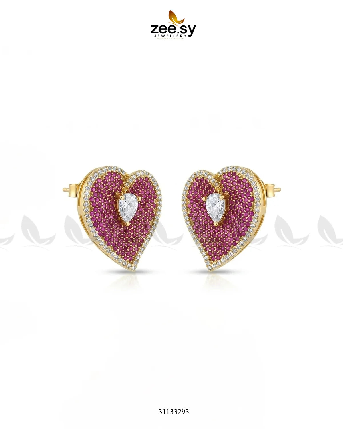 Golden Heart Cluster Pendant Set Pendant - Zeesy Jewellery Pakistan | Premium Artificial & Imitation Jewellery
