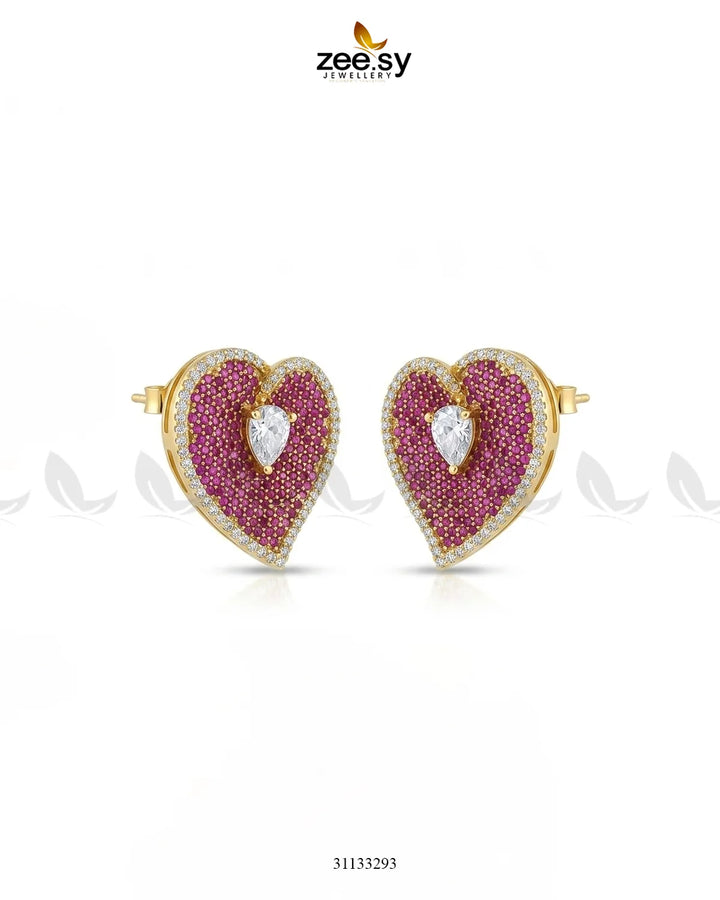 Golden Heart Cluster Pendant Set Pendant - Zeesy Jewellery Pakistan | Premium Artificial & Imitation Jewellery
