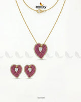 Golden Heart Cluster Pendant Set Pendant - Zeesy Jewellery Pakistan | Premium Artificial & Imitation Jewellery