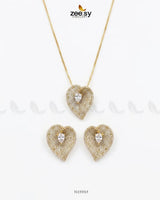 Golden Heart Cluster Pendant Set Pendant - Zeesy Jewellery Pakistan | Premium Artificial & Imitation Jewellery
