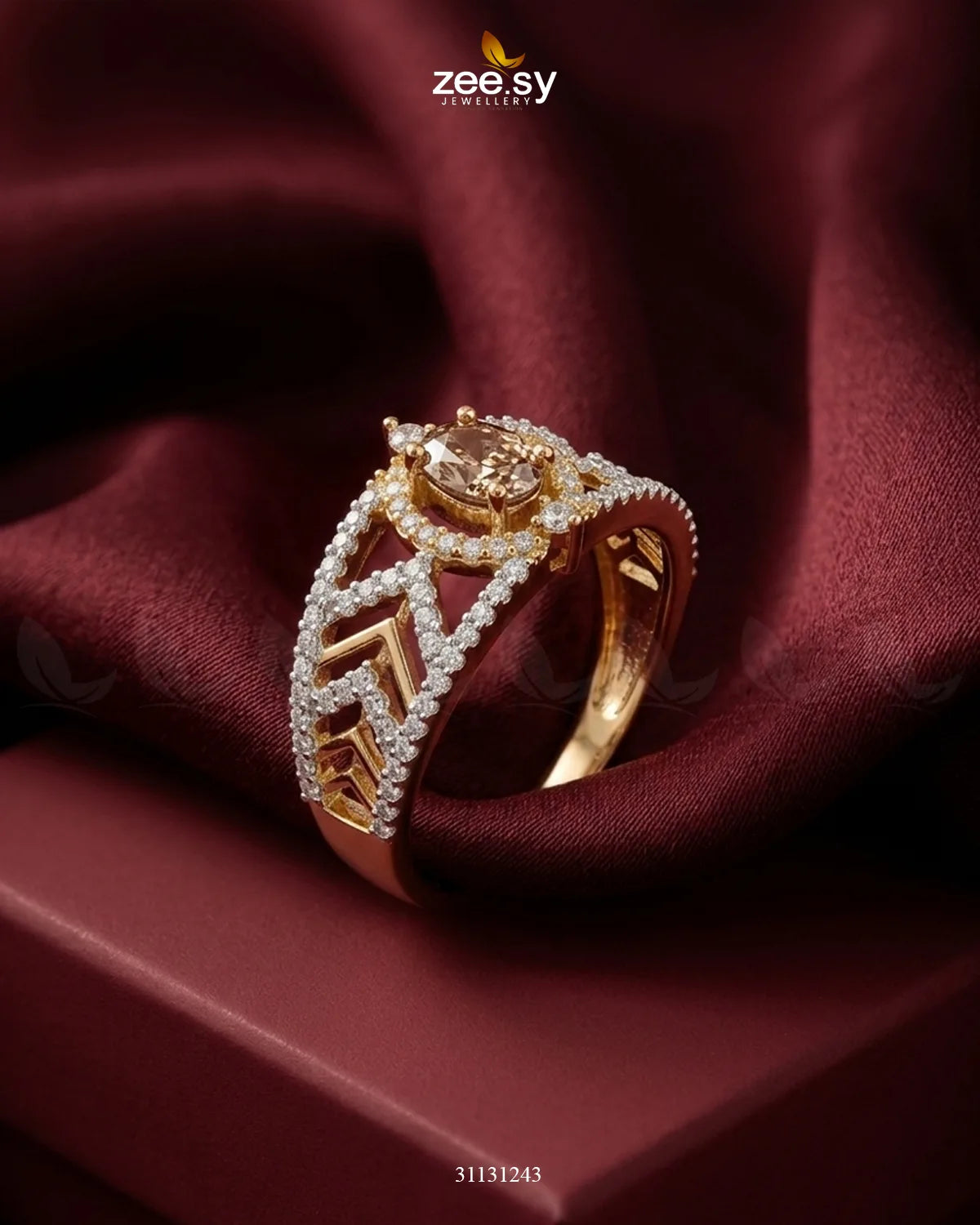 Golden Majestic Oval Stone Ring