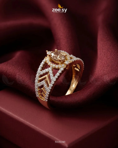 Golden Majestic Oval Stone Ring
