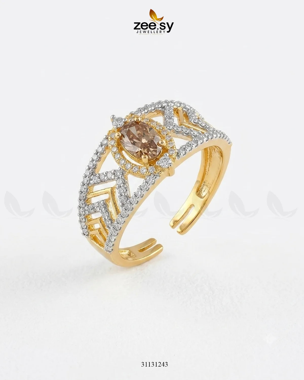 Golden Majestic Oval Stone Ring