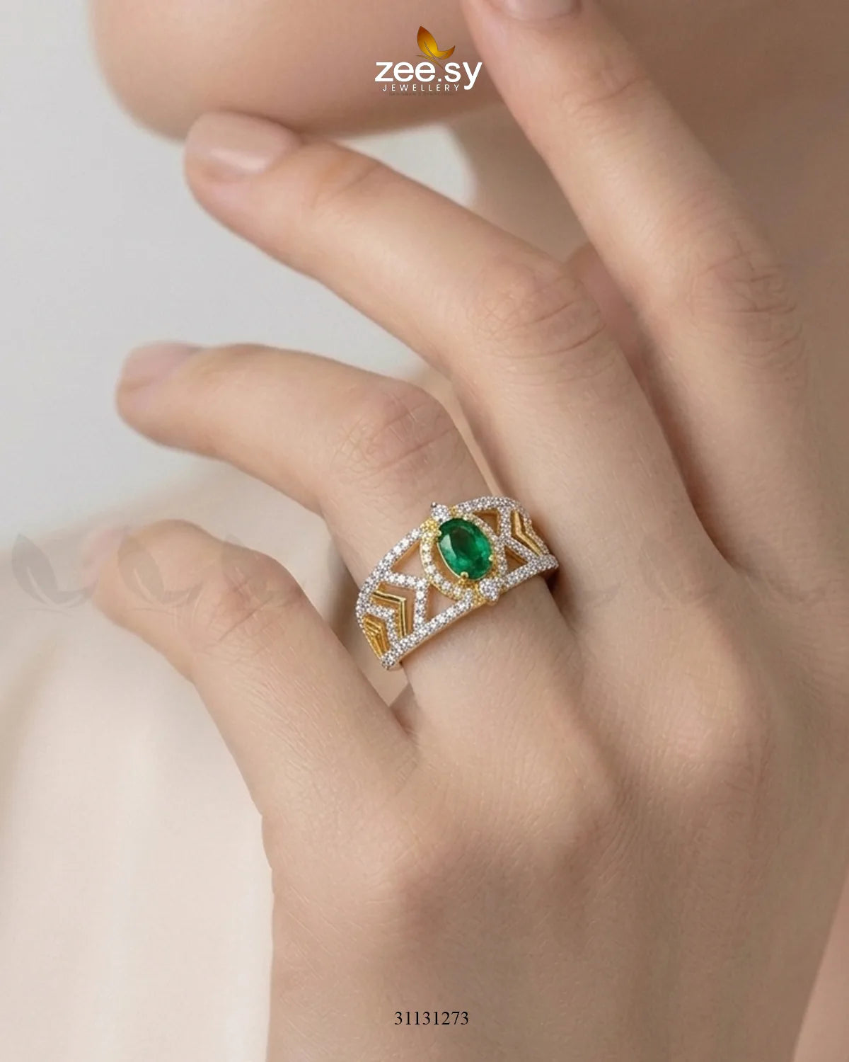 Golden Majestic Oval Stone Ring