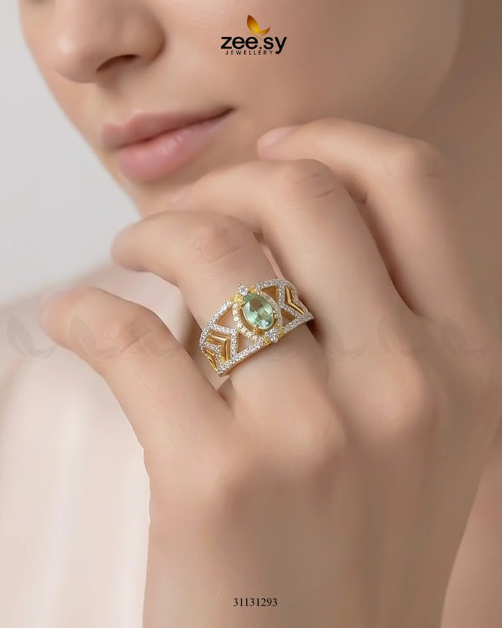 Golden Majestic Oval Stone Ring